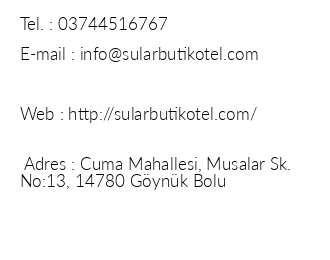 Sular Butik Otel iletiim bilgileri